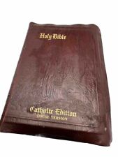 Bible The Holy Bible Catholic Douay Edition Belgium 50’s Red Leather MCM picture