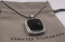David Yurman Silver Albion 17mm Black Onyx & Diamond Pendant Necklace 18