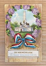Antique Lincoln Memorial Postcard Greeting Card in Memoriam To Those Who Died picture