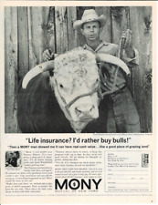 1963 MONY Mutual of New York Life Insurance Farmer Bull Vintage Print Ad picture