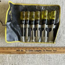 Vintage Set Of 6 Stanley No.60 Woodworking Chisels With Tool Pouch picture