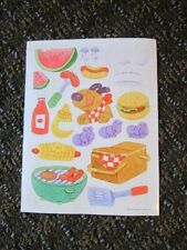 Vtg Hallmark Stickers Picnic Dog Food Chef's Hat Basket Grill Condiments 1 SHEET picture