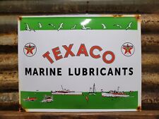 VINTAGE TEXACO PORCELAIN SIGN MARINE LUBRICANTS BOAT GASOLINE MOTOR OIL 17