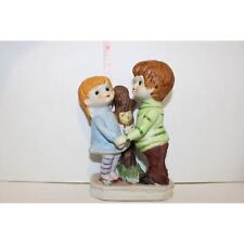Vintage Boy & Girl Bisque Biscuit Porcelain Hand-Painted Figurine Figure picture