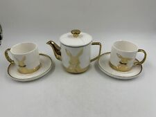 Bunny Love Ceramic 6in Gold Bunny Teapot & 14oz Teacup & Saucer Set DD02B30003 picture