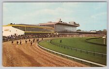 PIMLICO RACE COURSE, BALTIMORE MARYLAND, HORSE RACING TRACK CHROME POSTCARD picture