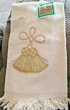 Lot 2 Vintage tassle Terry Kitchen Towel Fringe 100% cotton Ivory Gold Holiday picture