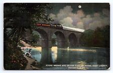 Postcard Train On Stone Bridge Over Silver Lake East Liberty Pennsylvania c.1915 picture
