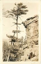c1930 RPPC Postcard; Devil's Lake WI Scene on South Bluff Rock Formation picture