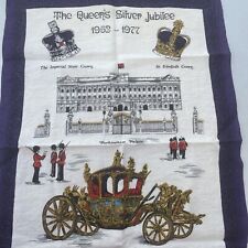 Vintage Lamont Irish Tea Towel Art The Queens Elizabeth Silver Jubilee ❤️blt11m2 picture