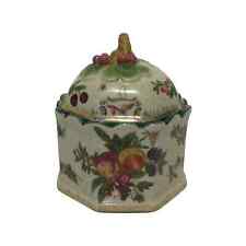 Antique 1897 JUWC United Wilson Chinoiserie Hand Painted Cache Jar Lid Porcelain picture