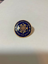 Vintage World Jewish Congress Star of David Globe Blue Lapel Hat Jacket Vest Pin picture