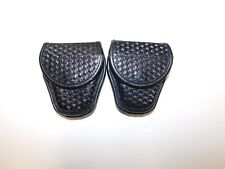 Handcuff Case Bianchi Model 7900 Covered Size 1 Hidden Snap Basket Weave Used picture