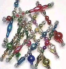 ✨️🎁 12 Vtg Mercury Glass Garland Icicle Bead Christmas Tree Ornaments 4-4.5