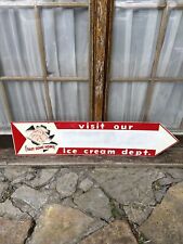 1950s Visit Our Ice Cream Department Arrow Sign Advertising Sign Metal Sign picture