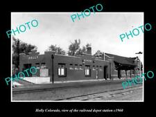 OLD 8x6 HISTORIC PHOTO OF HOLLY COLORADO THE RAILROAD DEPOT STATION c1960 picture