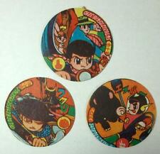 Wonder 3 Anime Characters- Vintage Japanese Round Menko Cards -Lot of Three picture
