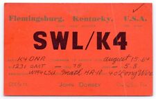 QSL CB Ham Radio SWL/K4 Flemingsburg Kentucky Vtg Fleming County KY 1964 Card picture
