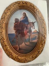 ❤️TBN Picture & Display Stand Mary Joseph Jesus Donkey Pyramid Journey Gold picture