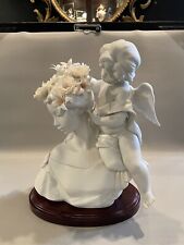 Vintage Large Table Top Porcelain Bust The Awakening of Spring on Wood Base  picture