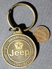 1980-90s Era Morgantown West Virginia Waterfront JEEP HEAVY gold metal keychain- picture