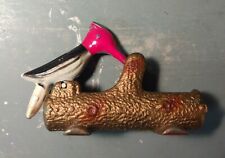 Vintage Red Headed Woodpecker Metal Toothpick Holder / Dispenser Original Paint picture