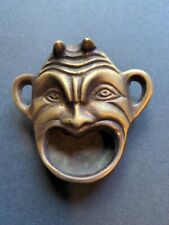 Vintage Brass Open Mouth Devil Demon Face Cigarette Incense Ashtray Holder RARE picture
