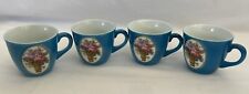 4 Vintage Leuchtenburg Blue Floral Porcelain Demitasse Espresso Tea Cups Germany picture