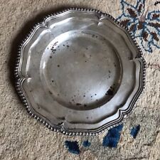 Antique Silver on Copper Heavy Round Plate England Made Arrowhead Fish Hallmarks picture