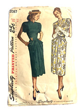 Simplicity 2087 Dress Shoulder Tucks Gathered Front Skirt Drapery Pocket Bust 32 picture