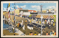 Vintage Postcard 1946 Flag Raising Ceremony, Boardwalk, Ocean City New Jersey NJ picture