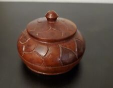 Vintage Hand Carved Wooden Trinket Box With Lid Swirl Dot Design Small 3” Approx picture