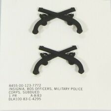 Pair US Army New Military Police MP Officer Subdued Crossed Pistols Insignia 6A2 picture