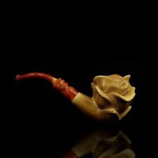 Blooming Rose Figure Smoking Pipe,block Meerschaum New Handmade Custom Case#562 picture