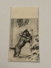 Vintage Single Bookplate Scottie Dog Terrier At Door G8 picture