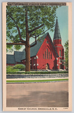 Postcard Christ Church Greenville, South Carolina Vintage Linen picture