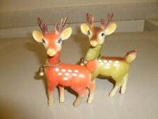 Vtg Lot of 2 Rubber Christmas Reindeer Red Green/Brown Japan picture
