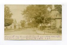 Milton Mills NH 1906 RPPC photo postcard, Main Street, gaslight, homes, wagon picture