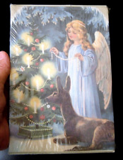 1994 VINTAGE XMAS 10 CARDS PEACE ON EARTH ANGEL TRIMMING TREE CANDLES DEER SNOW picture