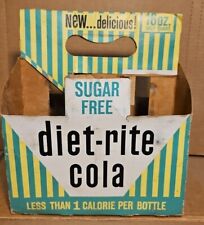 Vintage Diet-Rite Cola Sugar Free Soda 6-16 oz Bottles Carrying Case Pre-Owned  picture