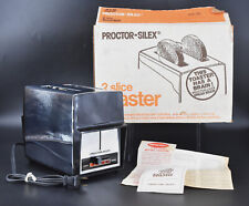 NEW Vintage Proctor-Silex 2-Slice Toaster T204B Black Silver Chrome Orig Box picture