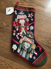 NEW Handmade Wool Needlepoint Nutcracker Christmas Stocking Marlene Moore  18” picture