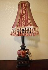 Vintage 1980s British Colonial Style Embroidered Antiquity Elephant Table Lamp  picture