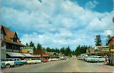 Postcard Automobiles Business Street Scene in Big Bear Lake, California picture