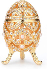 FASALINO Faberge Egg Jewelry Trinket Box with Hinged Classic Hand-Painted Orname picture