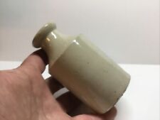 Small Squatty Antique Stoneware Polish Bottle. 4 1/2 Inches Tall. picture
