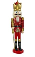 Christmas Nutcracker KING IN RED SEQUIN JACKET 18 Inches Tall Wood picture