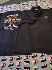 Lot of Two Harley Davidson Shirt. Polo Is Large Oil Shirt XL. Look At Pics... picture
