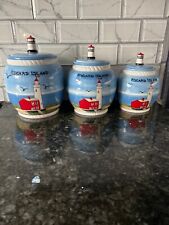 Gorgeous Casa Vero Blue Canisters set of 3 for sugar, flour, rice picture