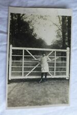 M602 Real Photo Woman 'Elsie' Stood At GATE Postcard c1910s picture